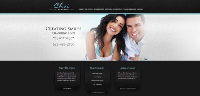 Screenshot of choi orthordontic homepage