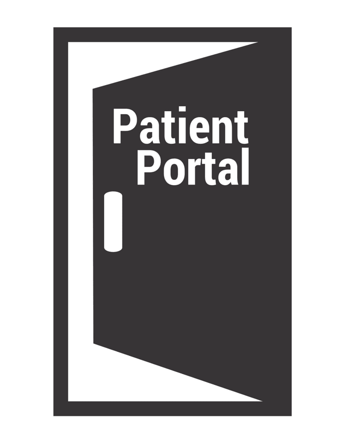 a door with the word "patient portal" on.