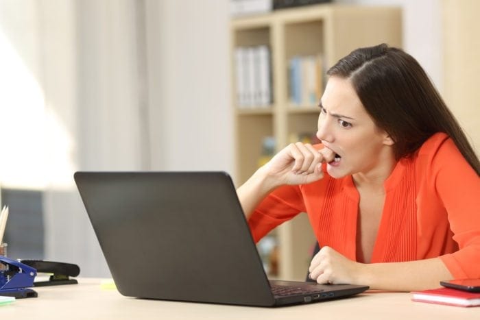 A lady made a mistake on her laptop