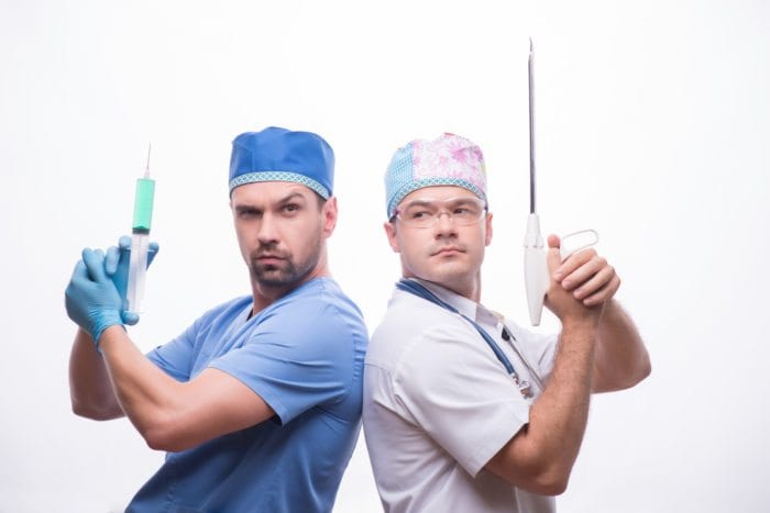 two doctors back to back