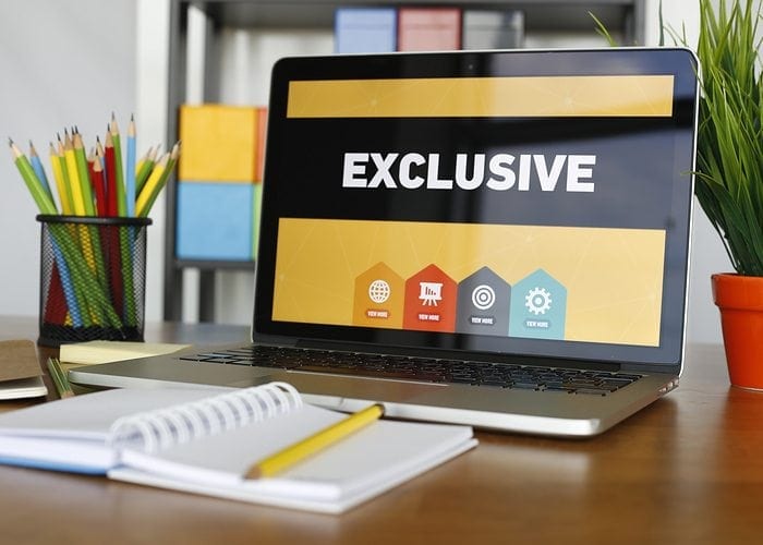 Computer screen showing "exclusive"