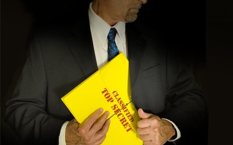 Business Man holding a top secret folder