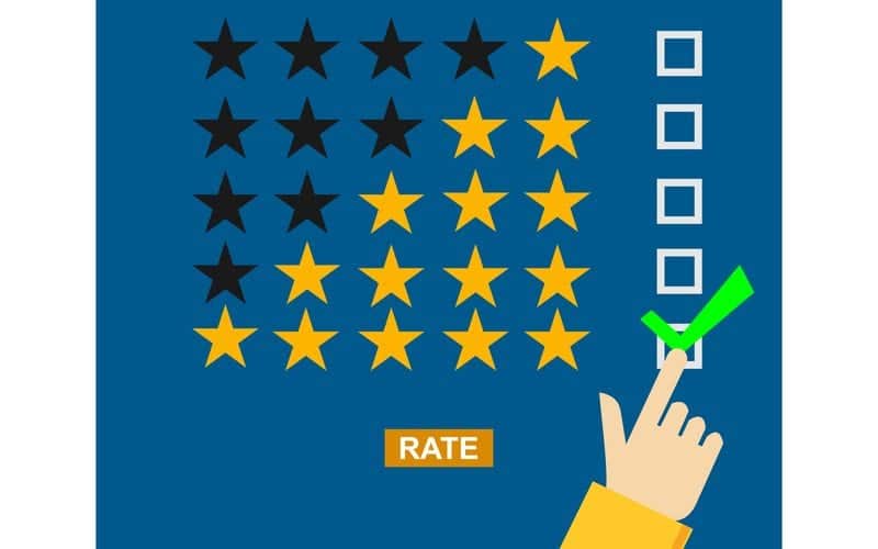 Image of hand marking 5 star rating