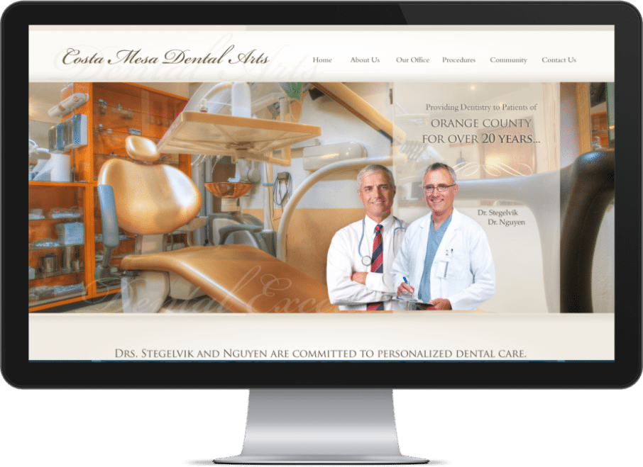dental office website screenshot on a mac
