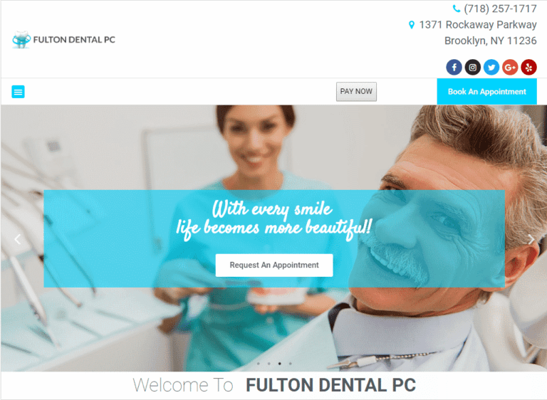 Fultondentalpc.com - Screenshot showing homepage of Fulton Dental website