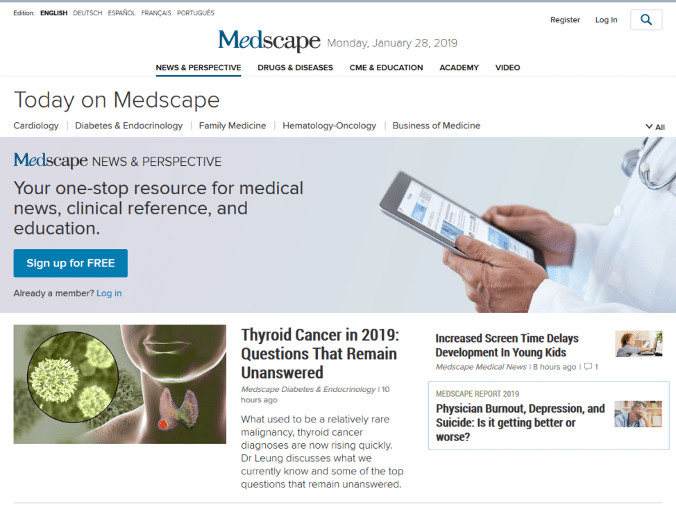 www.medscape.com hompage