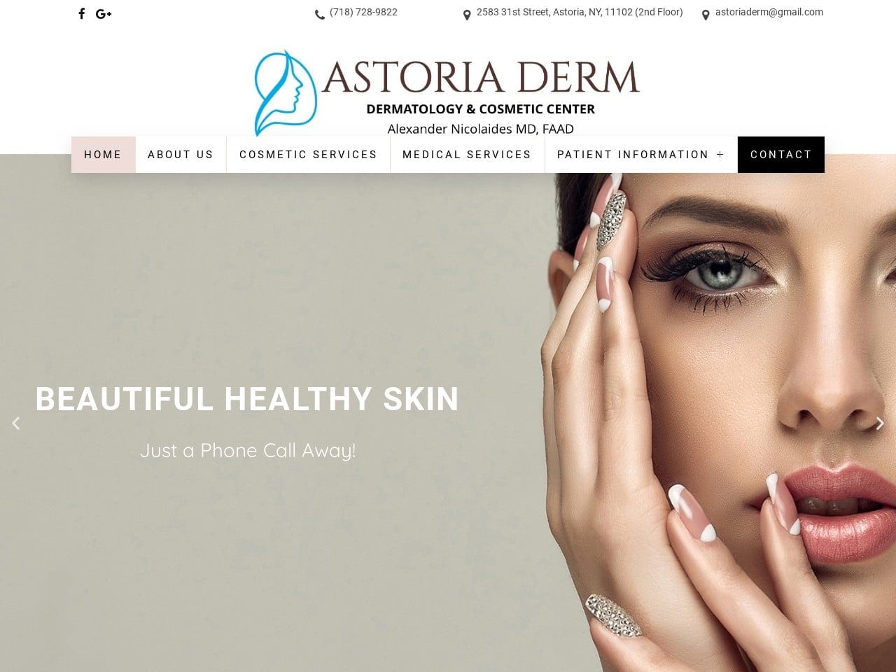 Astoria Derm Website Screenshot from url astoriaderm.com