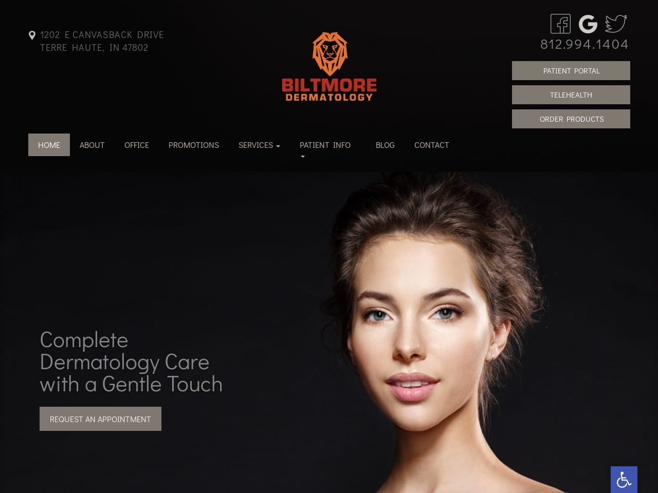 Biltmore Dermatology Website Screenshot from url biltmorederm.com