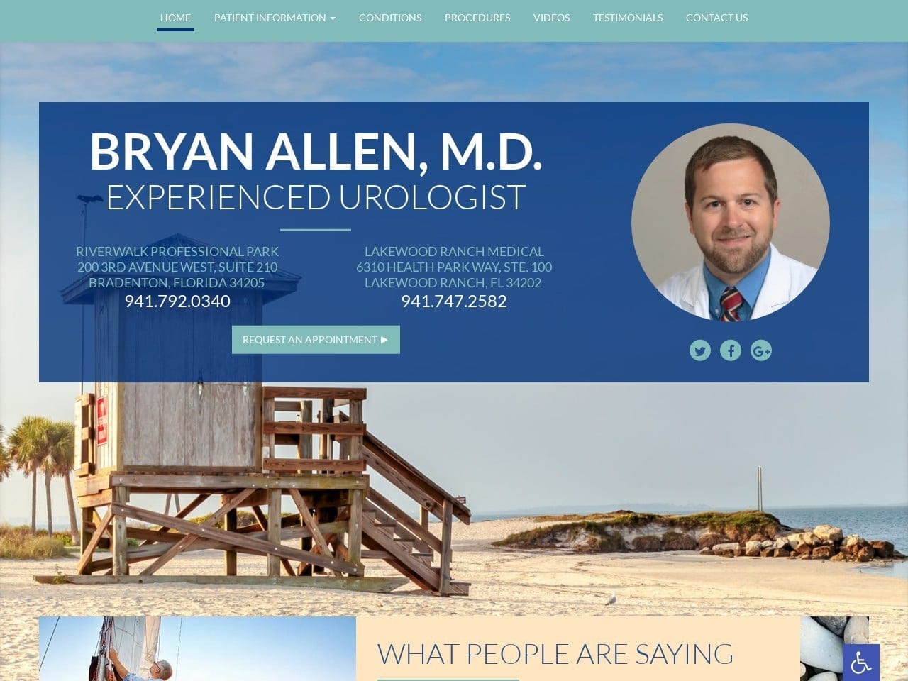 Bradenton Urology Website Screenshot from url bryanallenmd.com