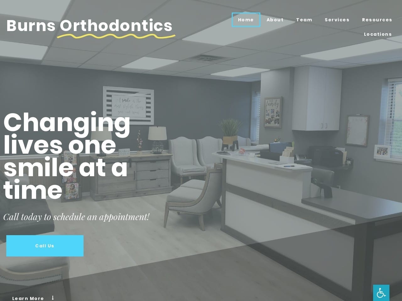 Burns Orthodontics Website Screenshot from url burnsorthodontics.com