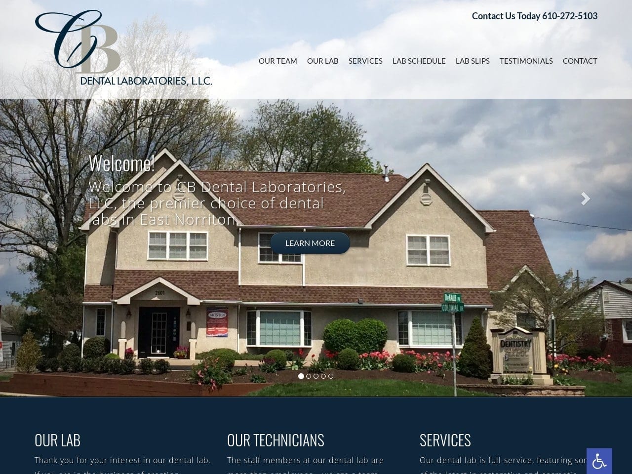 Screenshot of CB Dental Laboratories Website