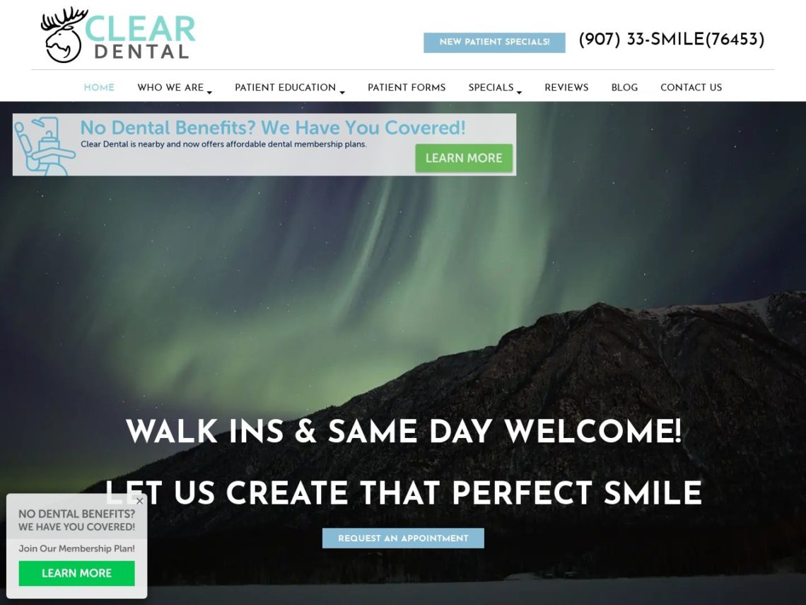 Clear Dental Website Screenshot from url cleardentaloffice.com