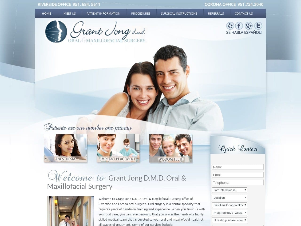 Grant Jong D.M.D. Website Screenshot from url drgjong.com