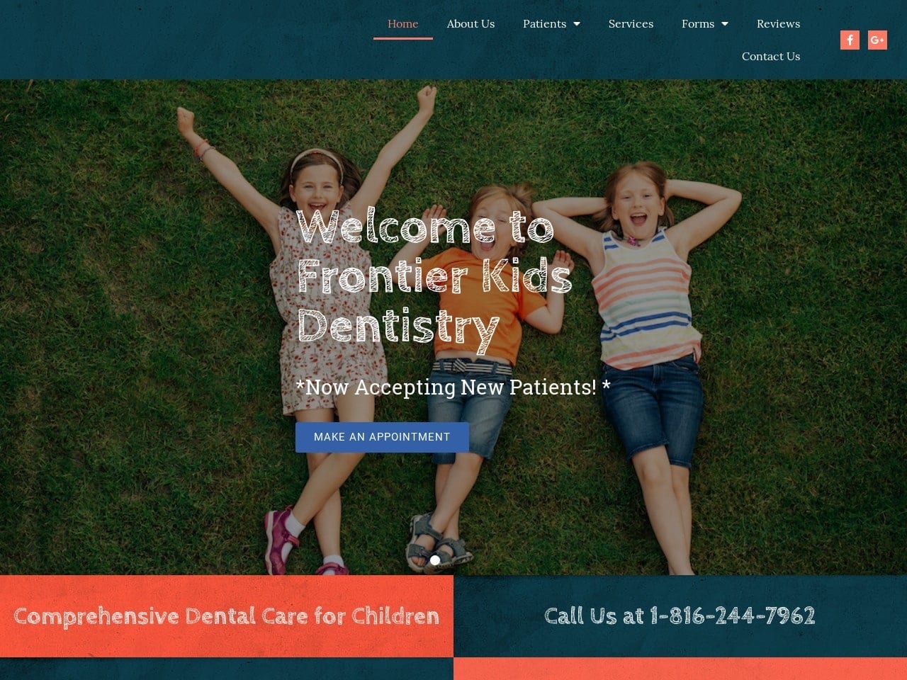Frontier Kids Dentistry Website Screenshot from url frontierkidsdentistry.com