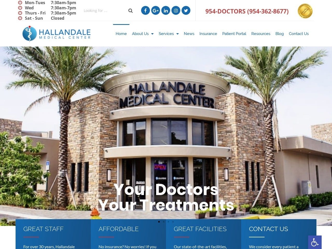Hallandale Mental Health Website Screenshot from url hallandalemedicalcenter.com