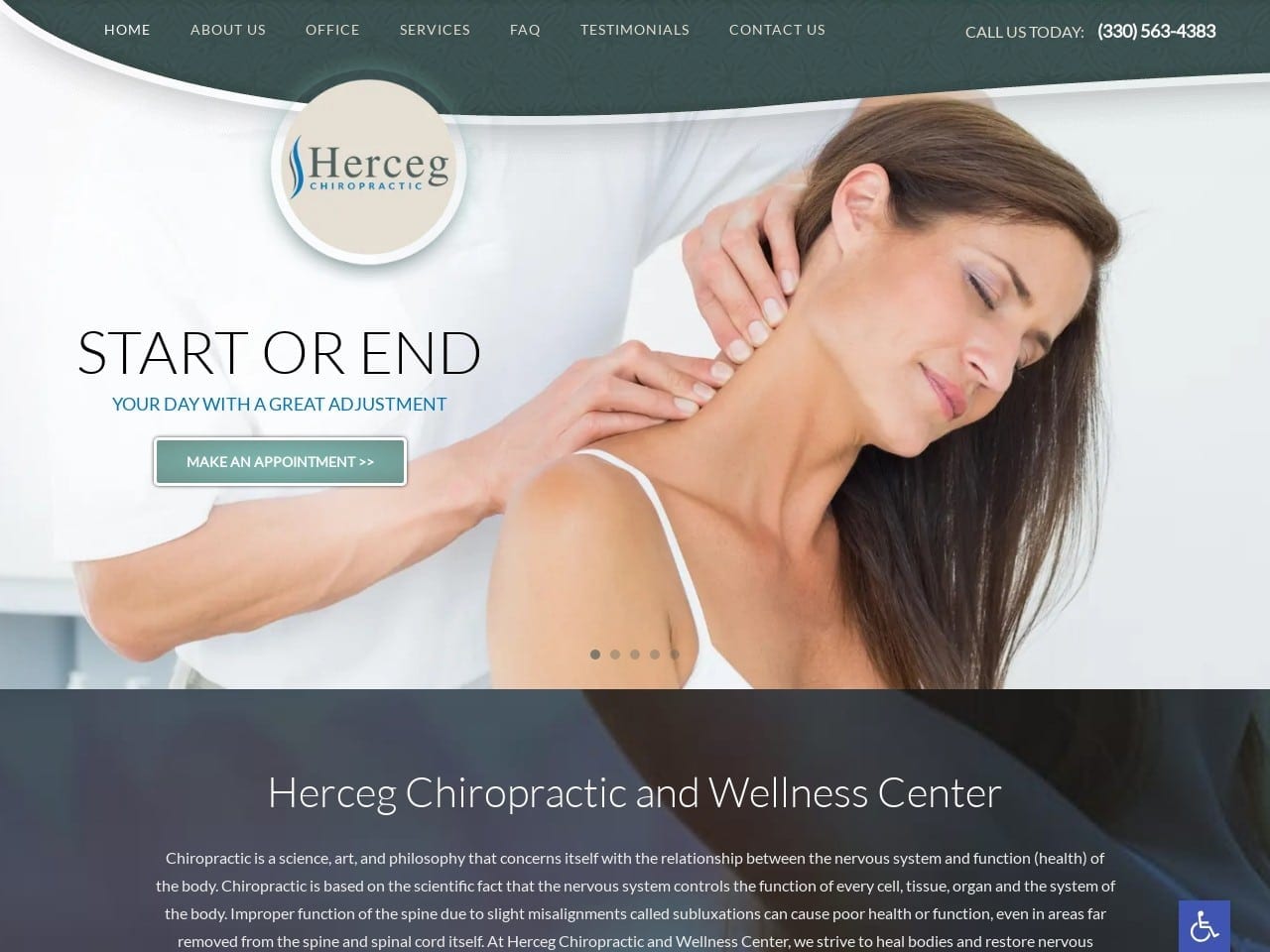 Herceg Chiropractic Website Screenshot from url hercegchiropractic.com