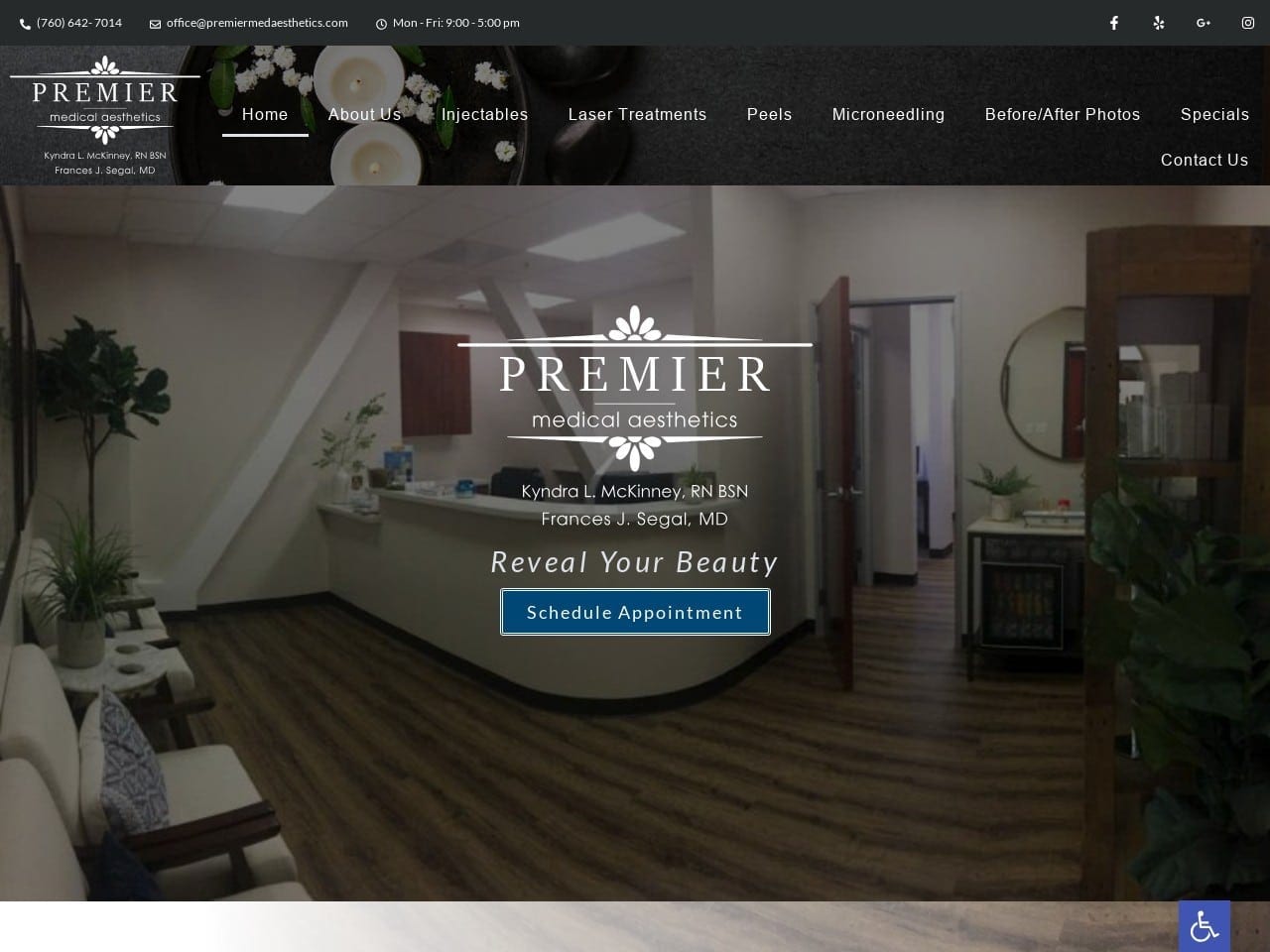 Premier Medical Aesthetics Website Screenshot from url premiermedaesthetics.com
