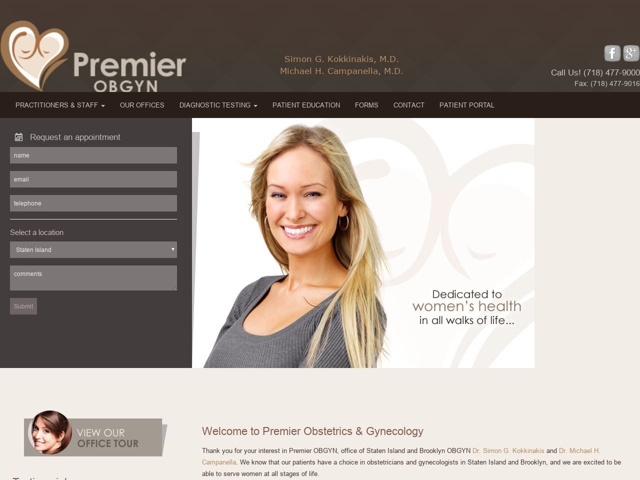 Premier OBGYN Website Screenshot from url premierobgynsi.com