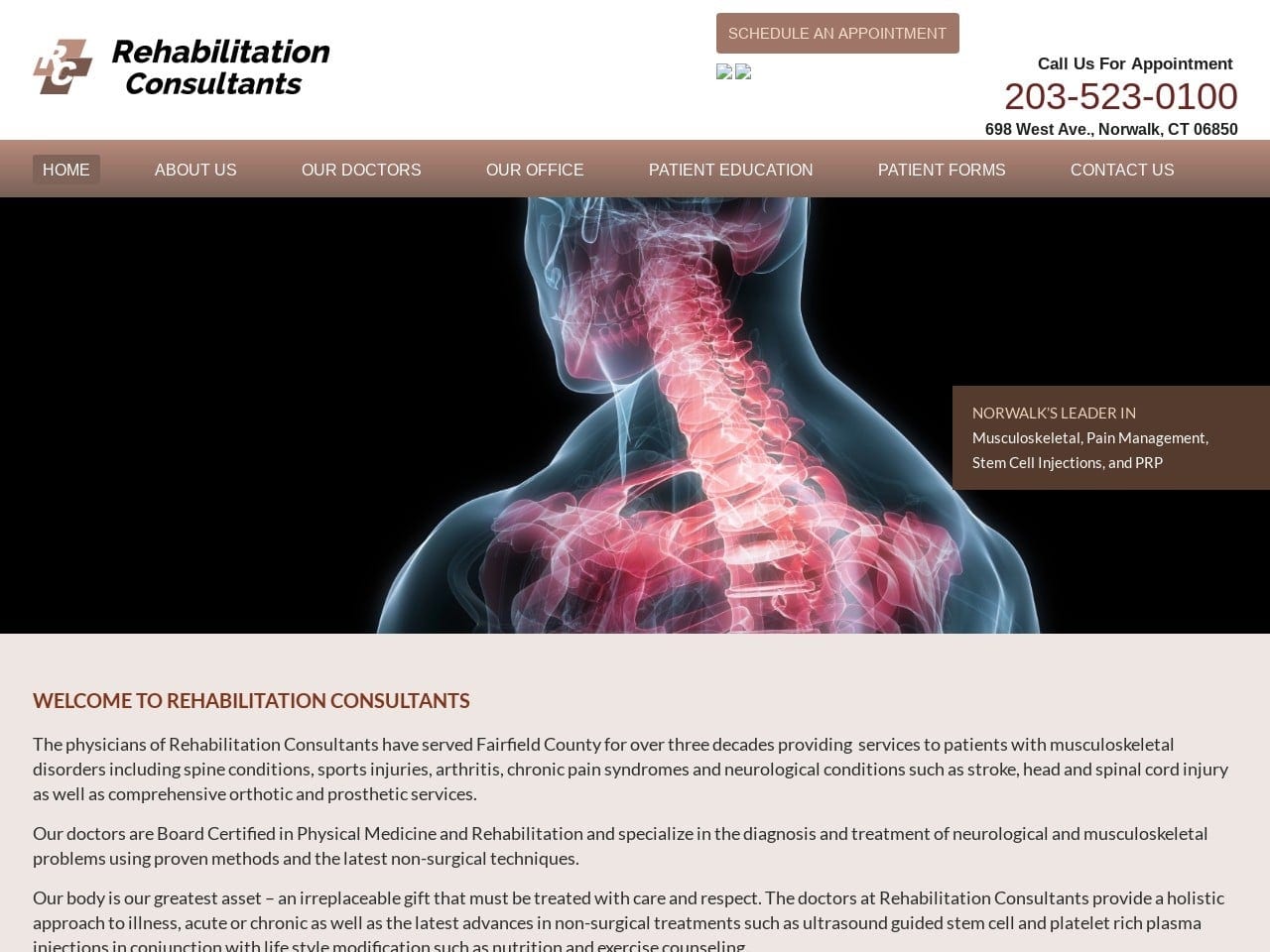 Rehabilitation Consultants Website Screenshot from url rehabmdconsultants.com
