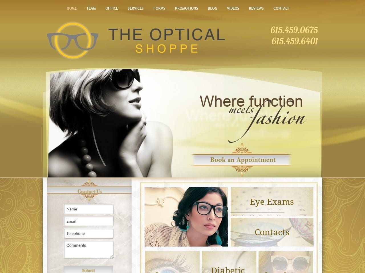 Optical Shoppe Website Screenshot from url theopticalshoppetn.com
