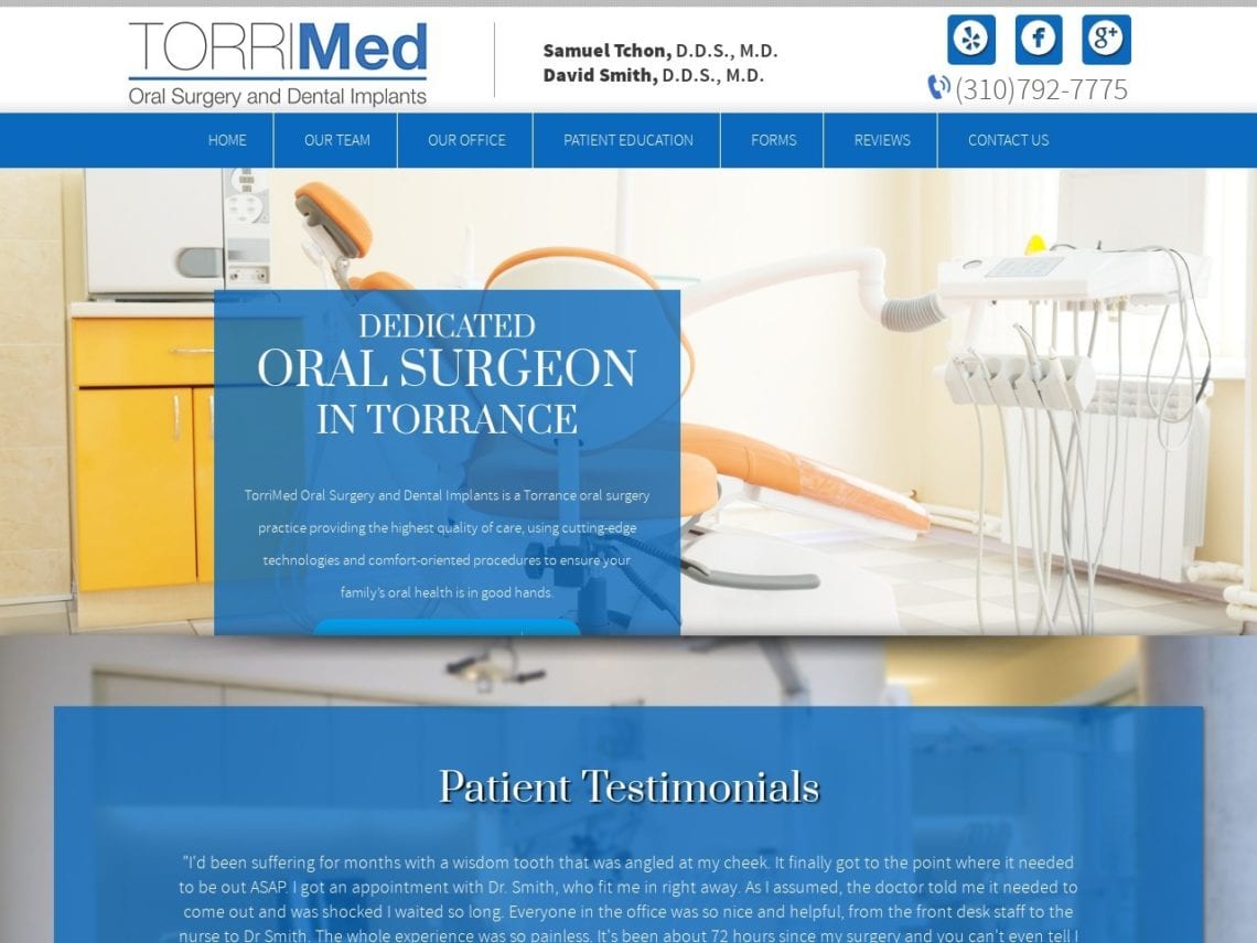 Torri Oral Surgery and Dental Implants Website Screenshot from url torrimed.com