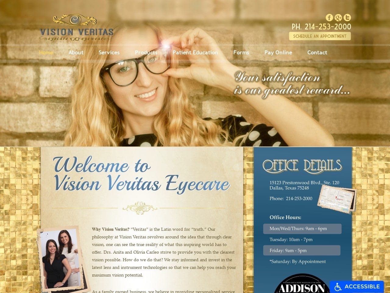 Vision Veritas Eye Care Website Screenshot from url visionveritaseyecare.com