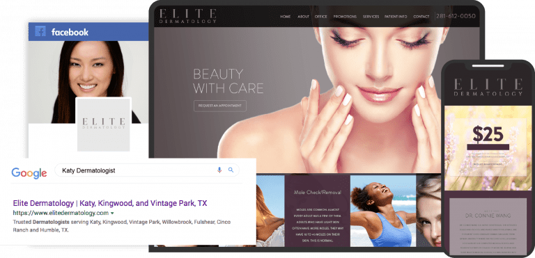 Elite Dermatology Website on Multiple Devices Custom Featured Image