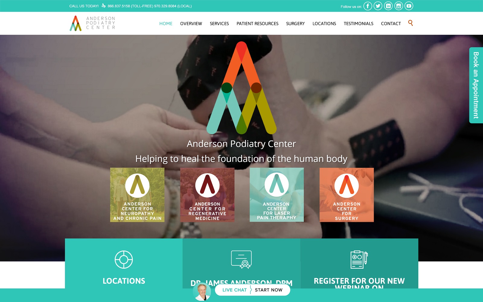 Anderson Podiatry Center website screenshot