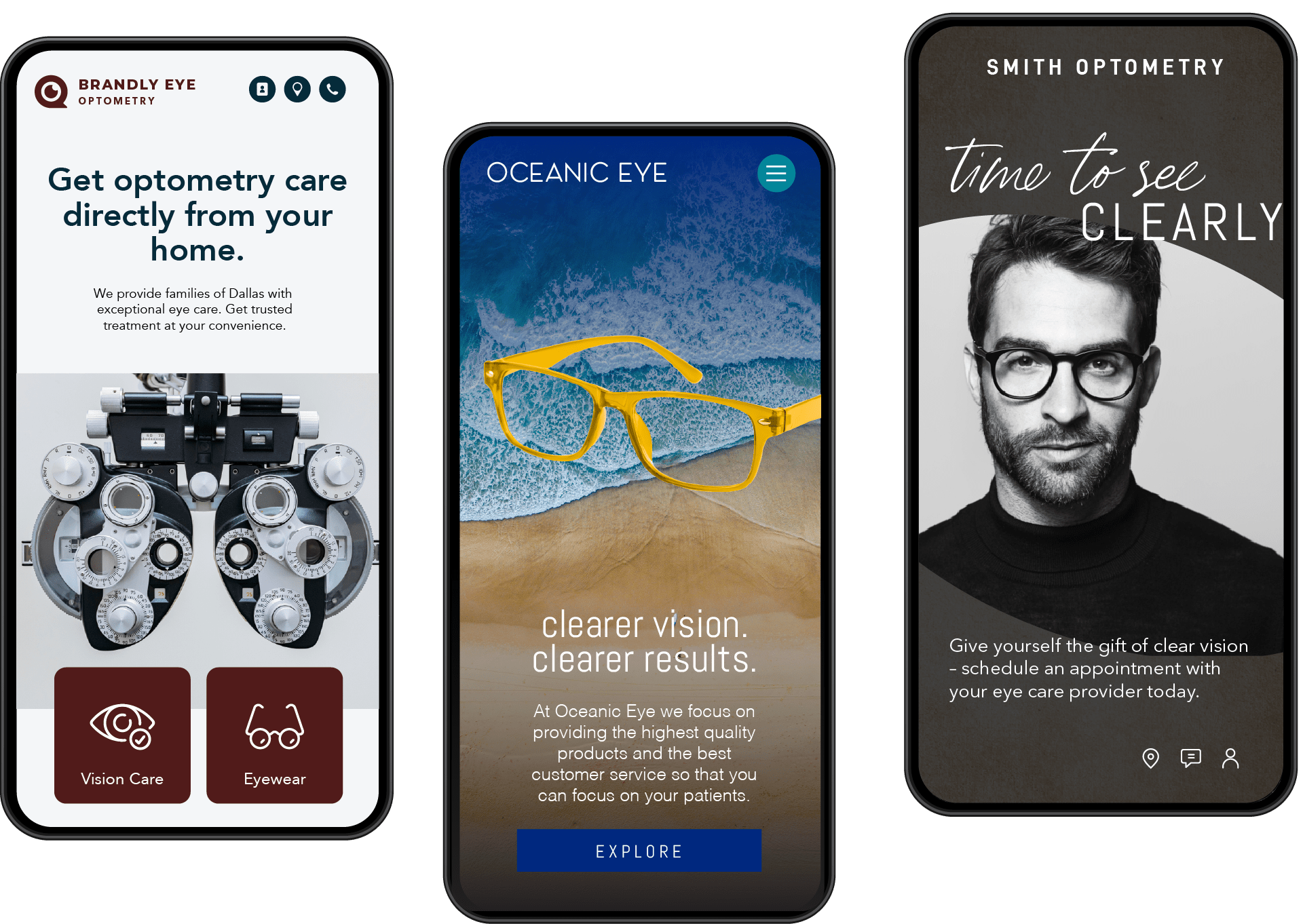 Three Mobile Phones with Websites