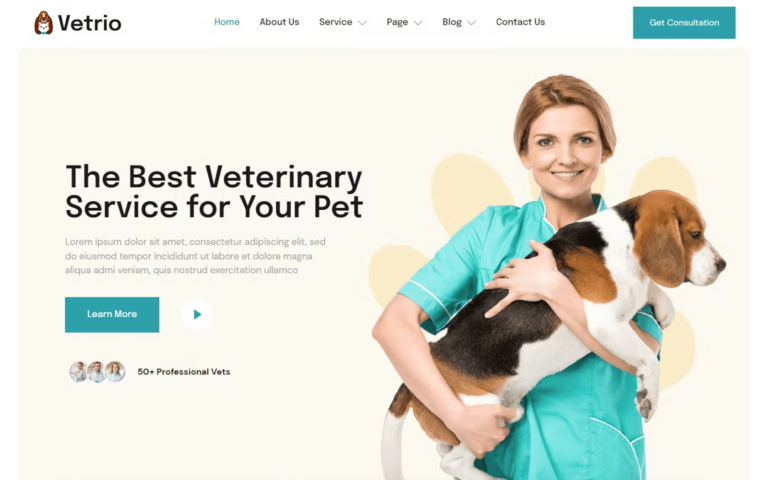 Beige Background with Woman and Dog