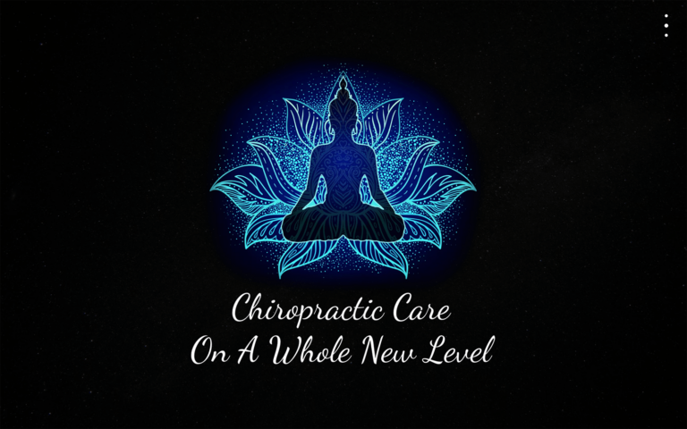 Black Screen with Holistic Neon Blue Buddha