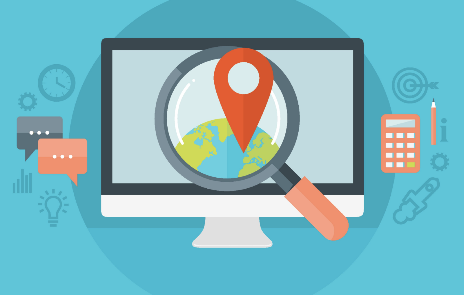Business listing on map illustration
