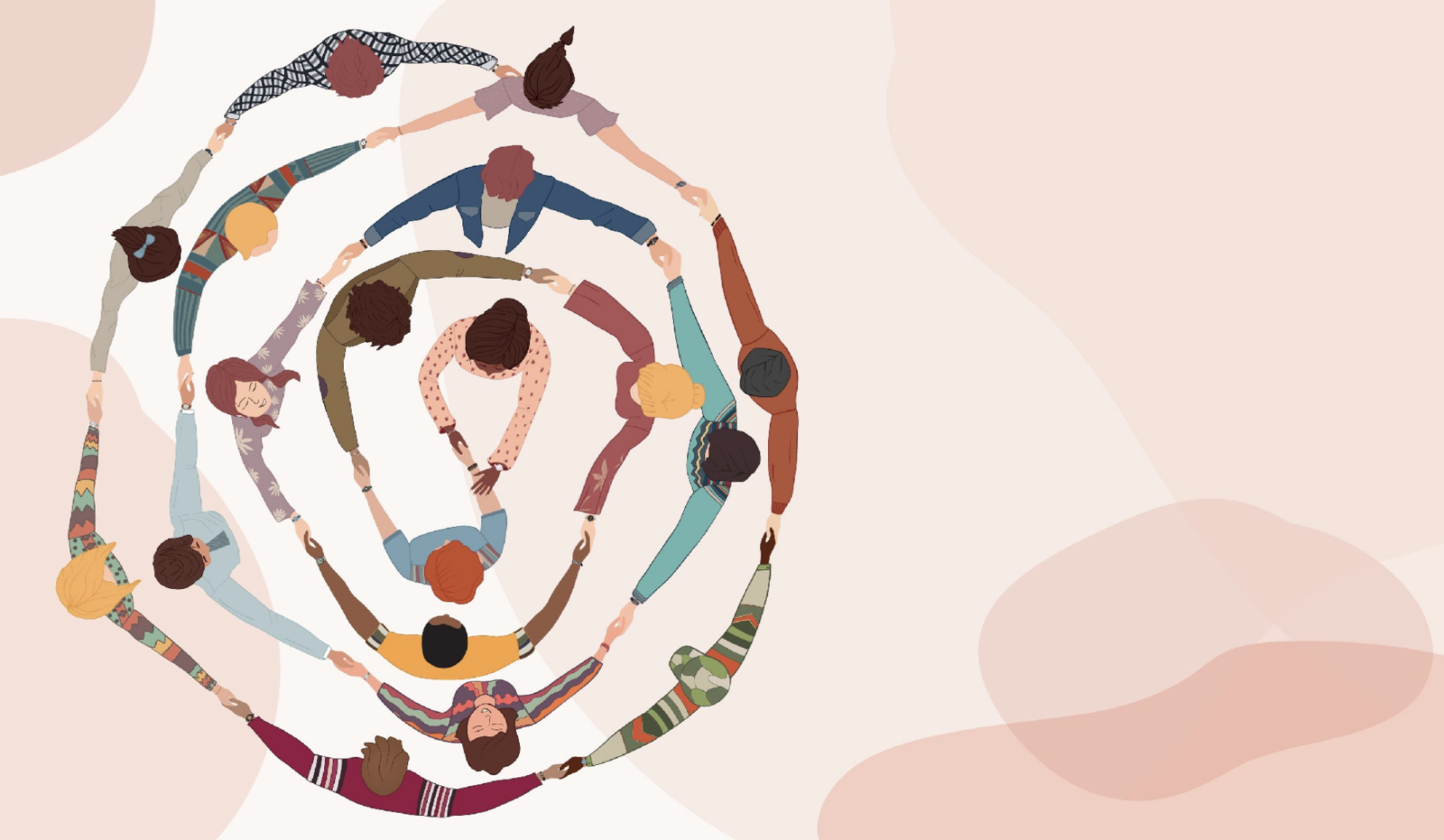 people holding hands in a comunity illustration