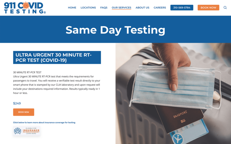 Blue Orange COVID Testing Website