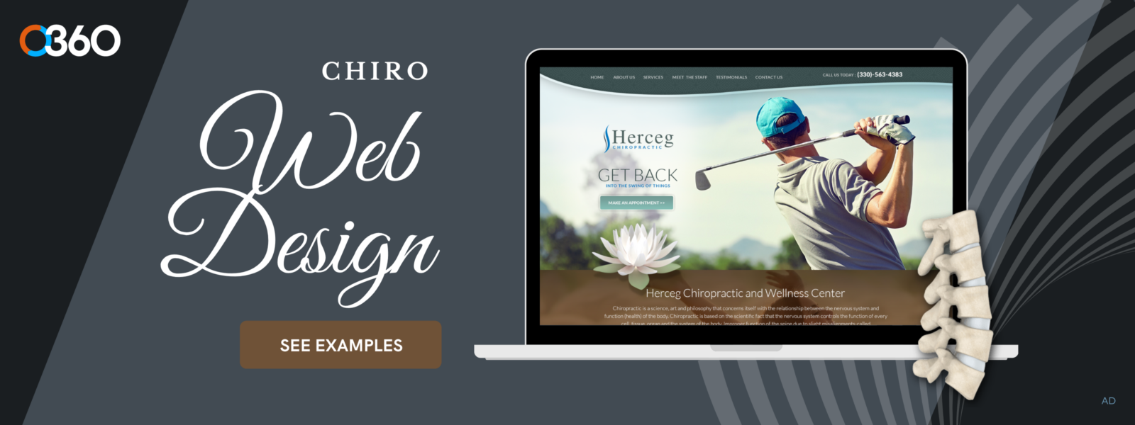 Chiropractic website design ad by O360