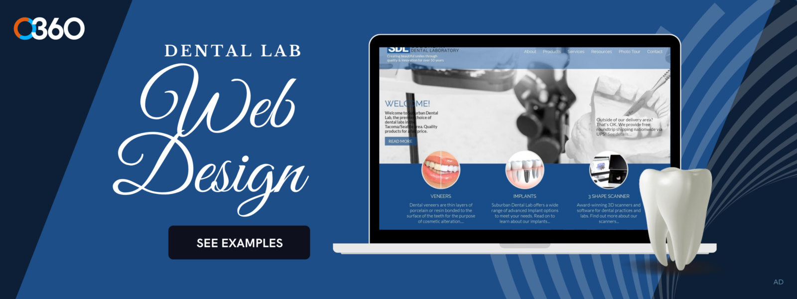 O360 ad - dental lab web design