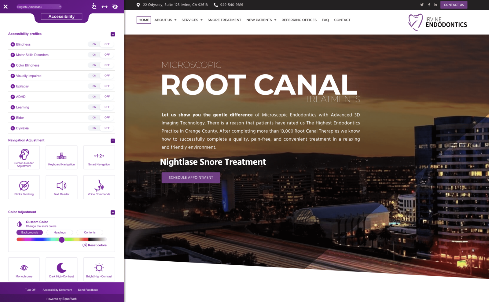 Irvine Endodontics Accessibility Plugin