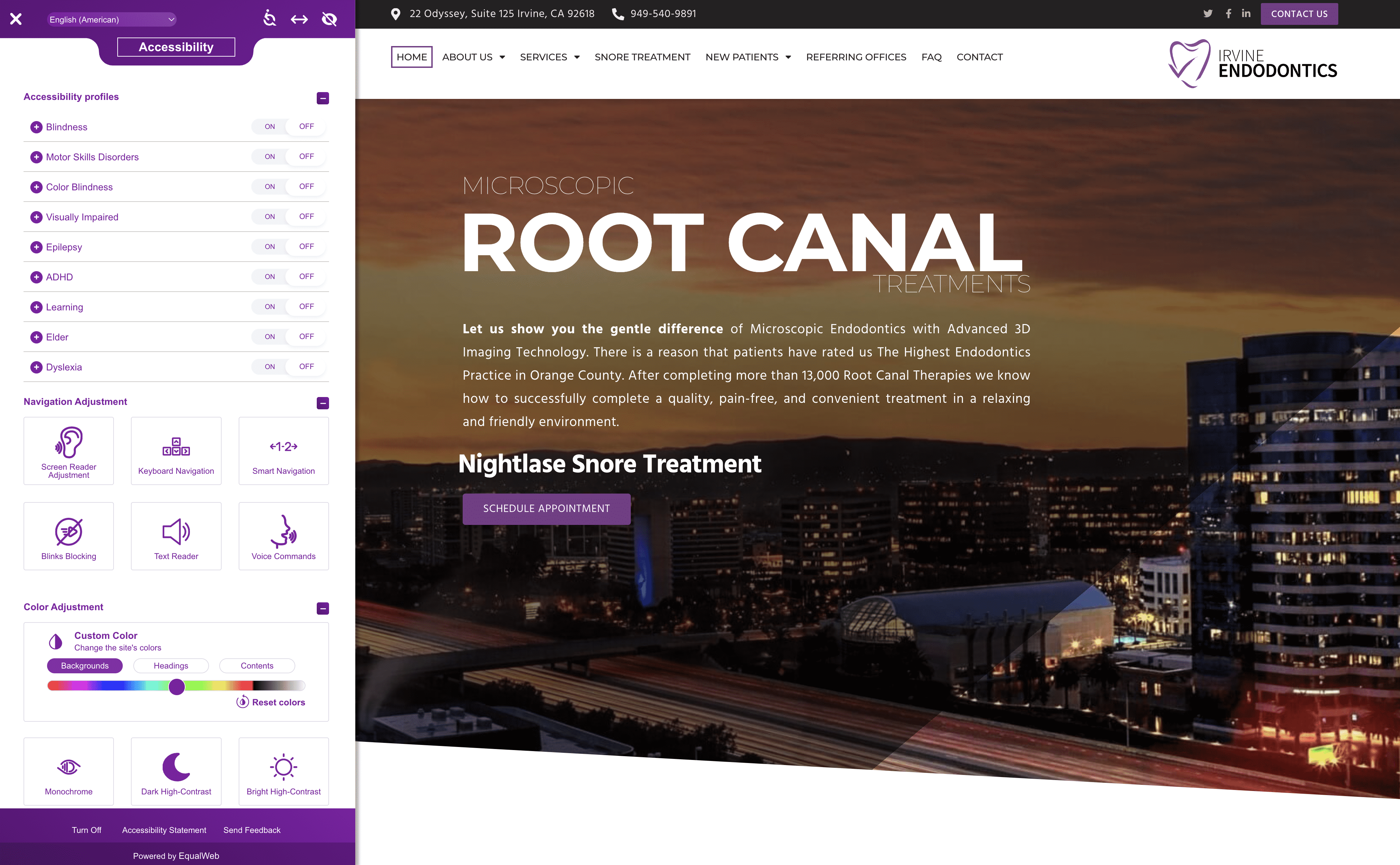 irvine endodontics accessibility plugin