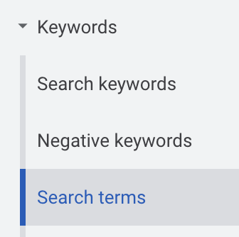 screenshot of keyword options in google ads
