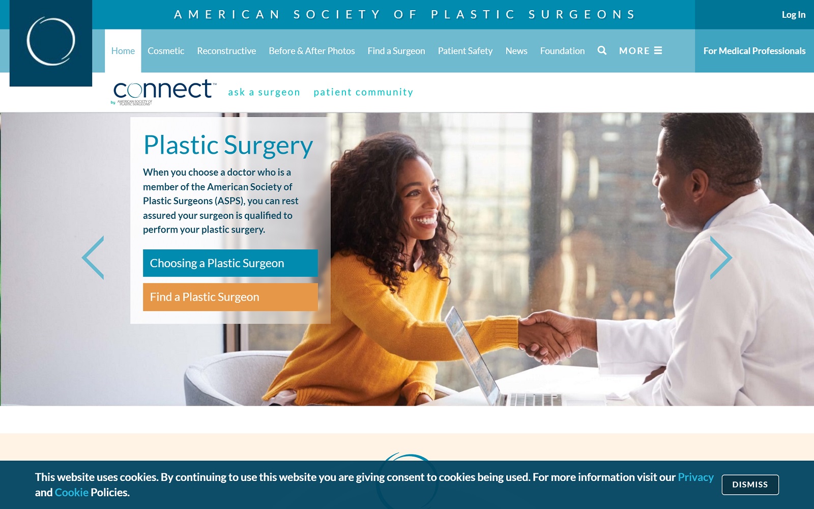 plasticsurgery.org screenshot
