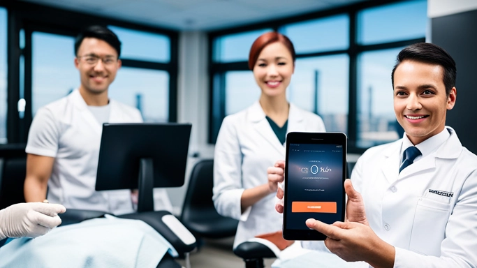 mobile web design on ipad in a dental office